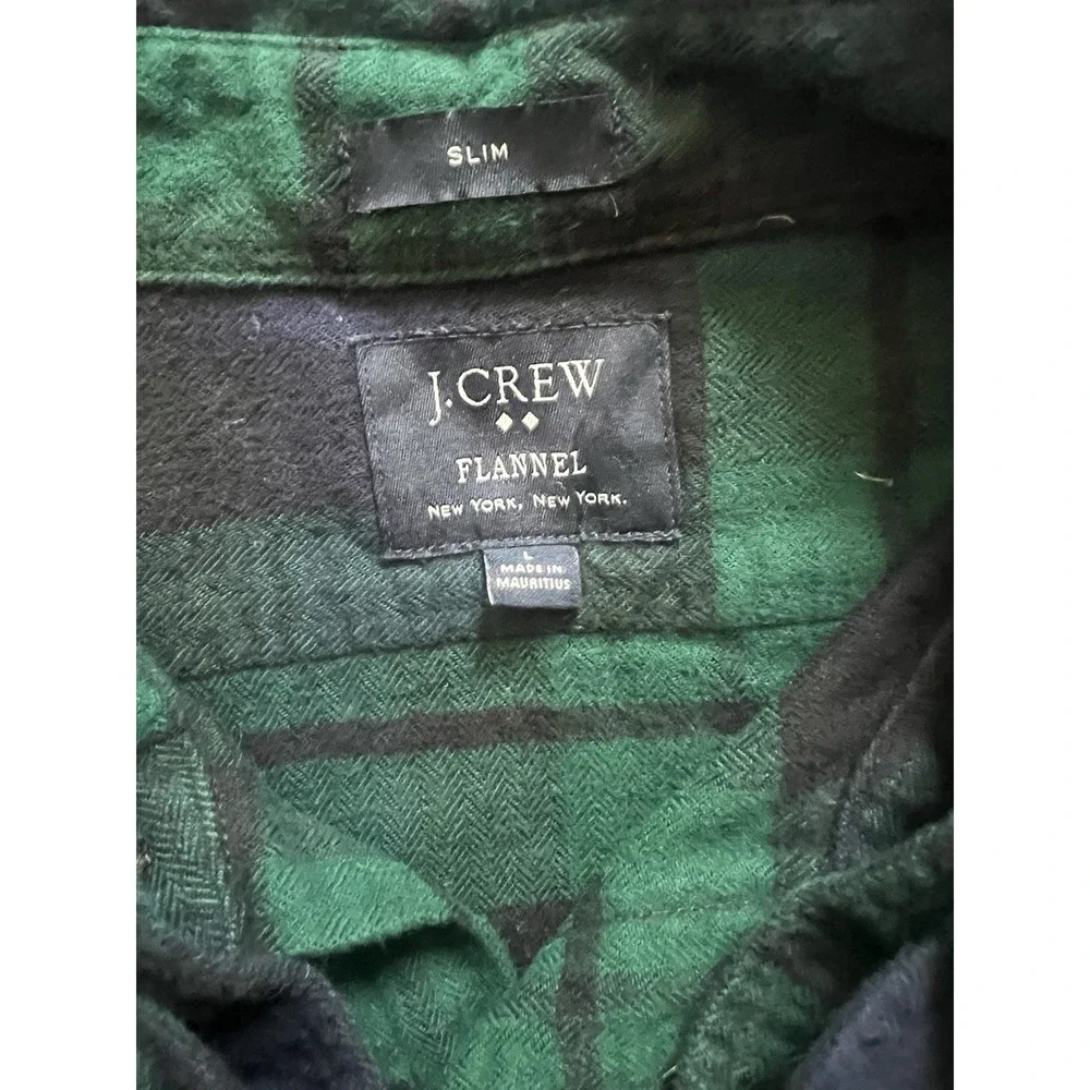 J Crew Shirt Men L Blue Green Slim Blackwatch Plaid Tartan Outdoors Country‎